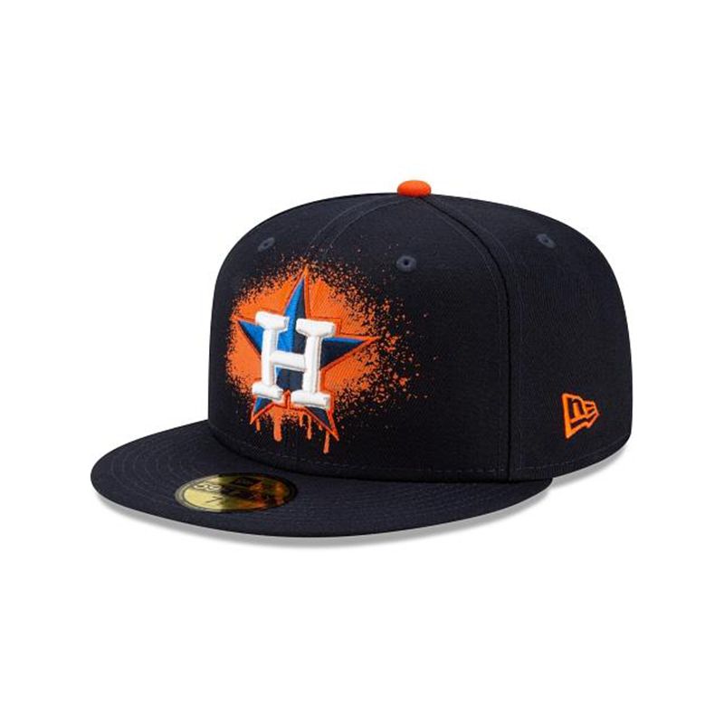 MLB Houston Astros Drip Front 59Fifty Fitted (OJV4290) - Blue New Era Caps